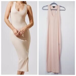 Carbon 38 Ribbed Knit Midi Dress Racer Back Sleeveless